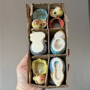 7 Lustreware Iridescent Ceramic 50s Made Easter Chick Candle or Planter Holders